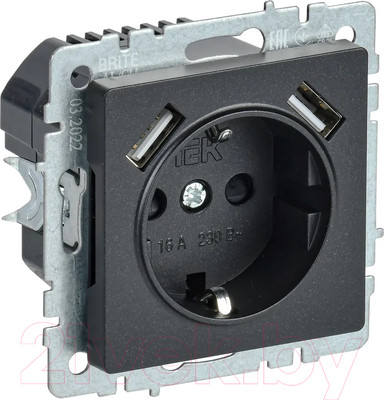 Розетка IEK Brite BR-R14-16-U21-D21-K02 (черный)
