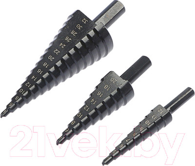 Набор сверл Tundra Ступенчатые HSS трехгранный хвостовик 4-12 4-20 4-32мм / 4606768 (3шт)