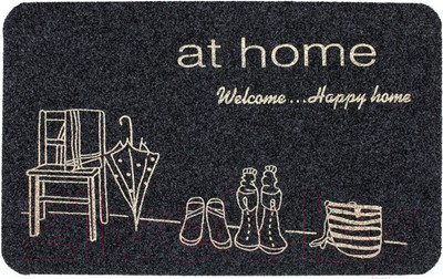 Коврик грязезащитный ComeForte Велюр Уютный дом 60x90 (серый)