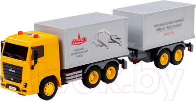 Трейлер игрушечный Полесье Маз Фургон с прицепом со светом и звуком / 94117 (инерционный)