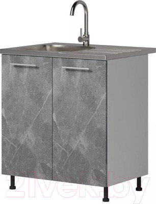 Шкаф под мойку Генезис Мебель Алиса Каспий 800 (белый/каспий темный)