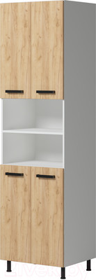 Шкаф-пенал кухонный Genesis Мебель Алиса Craft 600 (белый/дуб золотой)