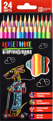 Набор цветных карандашей Феникс+ Такса на самокате / 58580 (24шт)