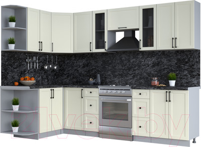 Кухонный гарнитур Интерлиния Тренд 1.5x2.8 левая (белый/белый/кастилло темный)