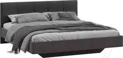 Двуспальная кровать ТриЯ Элис тип 1 с мягкой обивкой 180x200 (велюр графит)