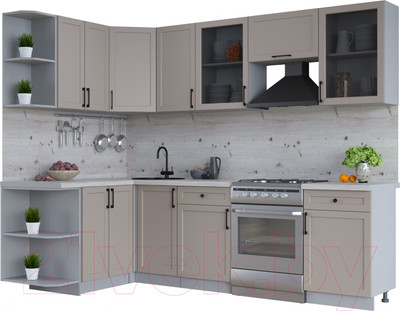 Кухонный гарнитур Interline Тренд 1.5x2.6 левая (луна/луна/бискайская сосна)