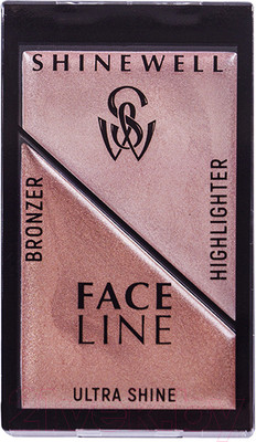Палетка для скульптурирования Shinewell Хайлайтер и бронзер для лица №3