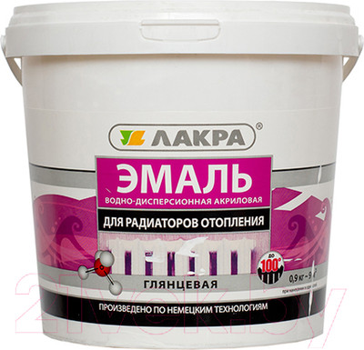 Эмаль Лакра Акриловая для радиаторов (900г, белый глянец)