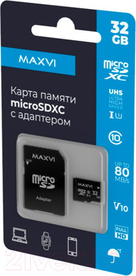 Карта памяти Maxvi microSDXC 32GB class 10 UHS-I (1)