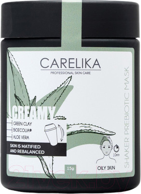 Маска для лица кремовая Carelika Shaker Prebiotic Mask Green Clay (15г)