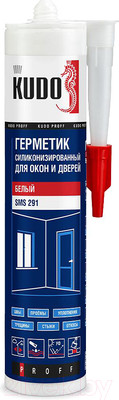 Герметик силиконовый Kudo Proff Для окон и дверей SMS-291 (280мл, белый)