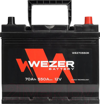Автомобильный аккумулятор Wezer 550A JIS R+ / WEZ70550R (70 А/ч)