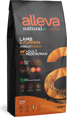 Сухой корм для собак Alleva Natural Для взр. сред. и круп. пород с ягнен. и тыквой / P00218 (12кг)