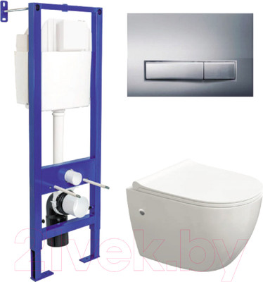 Инсталляция с унитазом подвесным Berges Atom Line 410 042447 (с кнопкой)