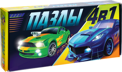 Набор пазлов Puzzle Time С фигурными пазлами Ночные гонки 4 в 1 / 7882445