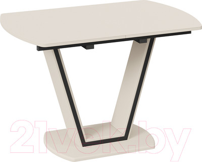 Обеденный стол ТриЯ Дели тип 2 (бежевый софт/стекло матовое бежевое)