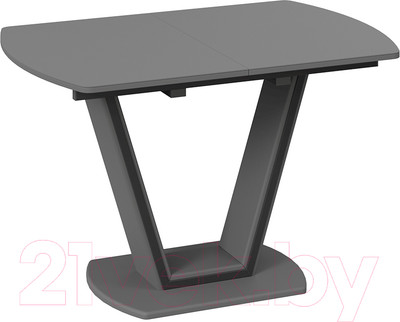 Обеденный стол ТриЯ Дели тип 2 (серый софт/стекло матовое серое)
