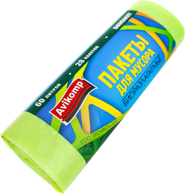Пакеты для мусора Avikomp Eco Technology Botanica Биоразлагаемые 60л / 87846 (20шт)