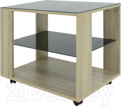 Журнальный столик Мебелик BeautyStyle 5 (дуб сонома/стекло черное)