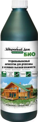 Антисептик для древесины Здоровый дом Био желто-зеленый (1кг)