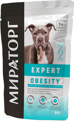 Влажный ветеринарный корм для собак Мираторг Expert Obesity Бережная забота об оптимальном весе / 1010024071 (85г)