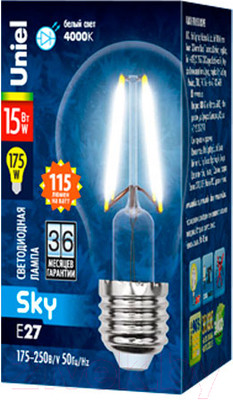 Лампа Uniel LED-A60-15W/4000K/E27/CL PLS02WH / UL-00005850