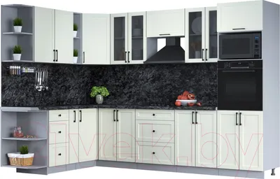 Кухонный гарнитур Interline Тренд 1.88x3.0 ВТ левая (белый/белый/кастилло темный)