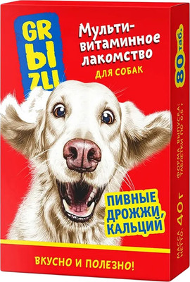 Кормовая добавка для животных GRЫZLI Пивные дрожжи, кальций / 228003635 (80таб)