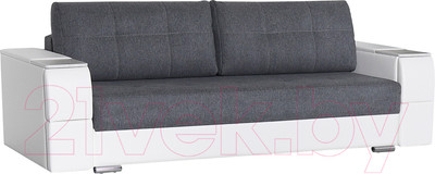 Диван DiArt Бруклин (рогожка/кожзам Ravena Grafit/Marvel White/накладки МДФ крафт)