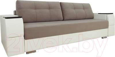 Диван DiArt Бруклин (велюр/кожзам Магия 10/Marvel White/накладки МДФ венге)