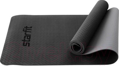 Коврик для йоги и фитнеса Starfit FM-201 TPE (183x61x0.4см, черный/серый)