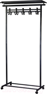 Стойка для одежды Мебелик М9 на колесах с крючками (черный)