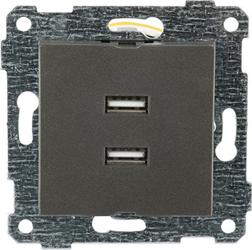 Розетка Mutlusan Rita 2xUSB Type-A 2200-449-0195 (дымчатый)