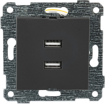 Розетка Mutlusan Rita 2xUSB Type-A 2200-449-0184 (черный матовый)