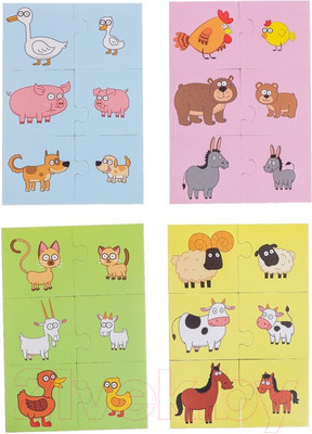 Развивающая игра Синий трактор Парные пазлы. Кто чей малыш? / 7815735