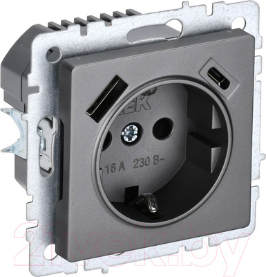 Розетка IEK Brite BR-R14-16-U22-018-K46 (сталь)