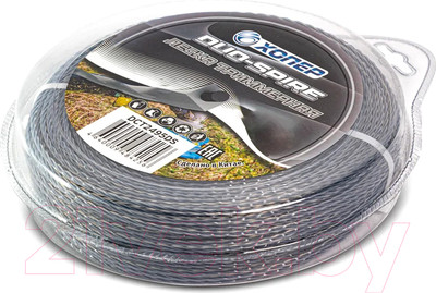 Леска для триммера Хопер Duo-Spire крученый квадрат 3.0мм 3LB 222м (серый)