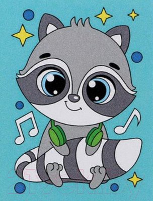 Картина по номерам Школа талантов Енот с наушниками / 9071313