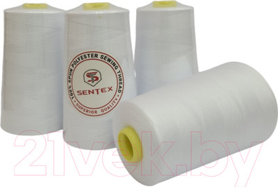Набор швейных ниток Sentex 100% полиэстер 50/2 5000 ярдов (4шт, белый)