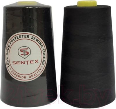 Набор швейных ниток Sentex 100% полиэстер 50/2 5000 ярдов (2шт, черный)