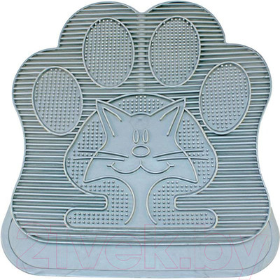 Коврик для кошачьего туалета Duvo Plus Лапка / 100120/DV (серый)