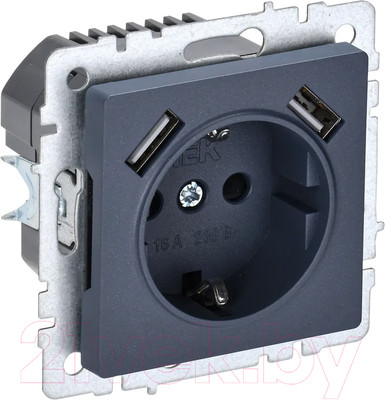 Розетка IEK Brite BR-R14-16-U21-D31-K35 (маренго)