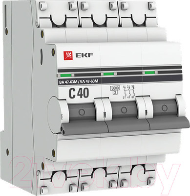 Выключатель автоматический EKF PROxima 3P 40А (C) 6кА ВА 47-63M / mcb4763m-6-3-40C-pro
