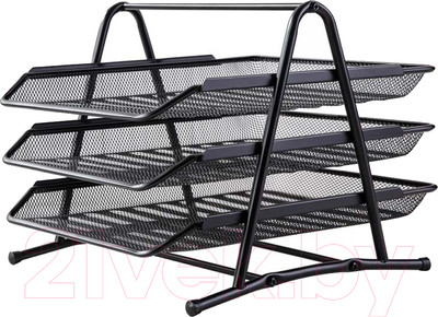 Лоток для бумаг Deli Тройной / 9181 (черный)