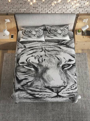 Набор текстиля для спальни Ambesonne Нарисованный тигр 160x220 / bcsl_30502