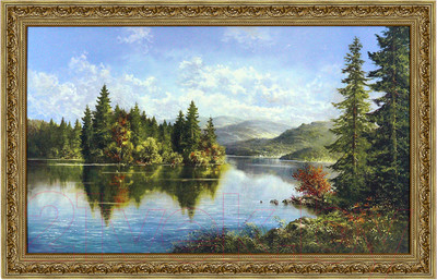 Картина Декарт Река в хвойном лесу 8Л2546 (в раме)