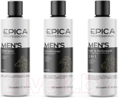 Набор косметики для волос Epica Men`S Шампунь 250мл+Кондиционер 250мл+Шампунь 2в1 250мл