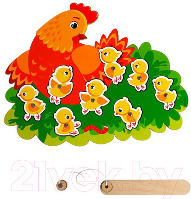 Развивающий игровой набор Лесная мастерская Магнитная рыбалка. Курочка с цыплятами / 4276374