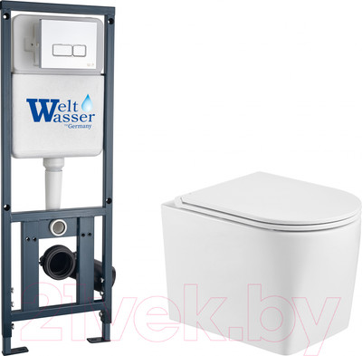 Унитаз подвесной с инсталляцией WeltWasser Marberg 410 + Nesenbach 004 GL-WT + Mar 410 SE