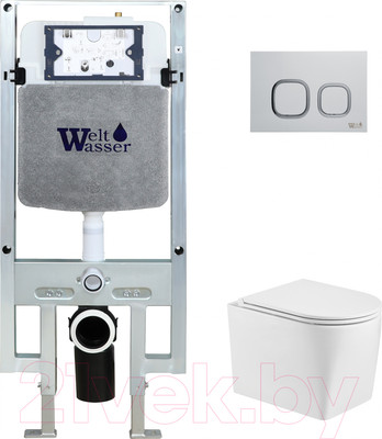 Унитаз подвесной с инсталляцией WeltWasser Amberg 497 ST + Nesenbach 004 GL-WT + Amberg RD-WT